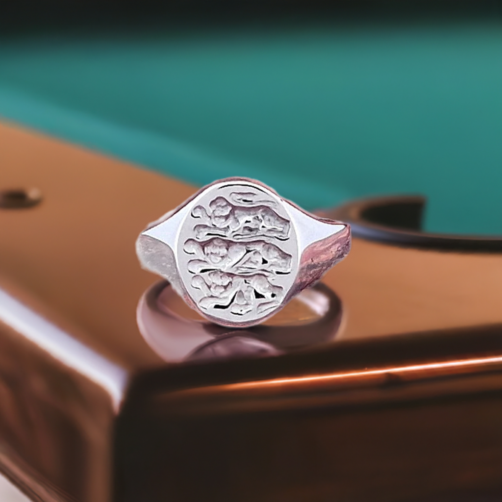 Three Lions England Silver Signet Ring β British Heritage Jewellery | Peaky Blinders Style