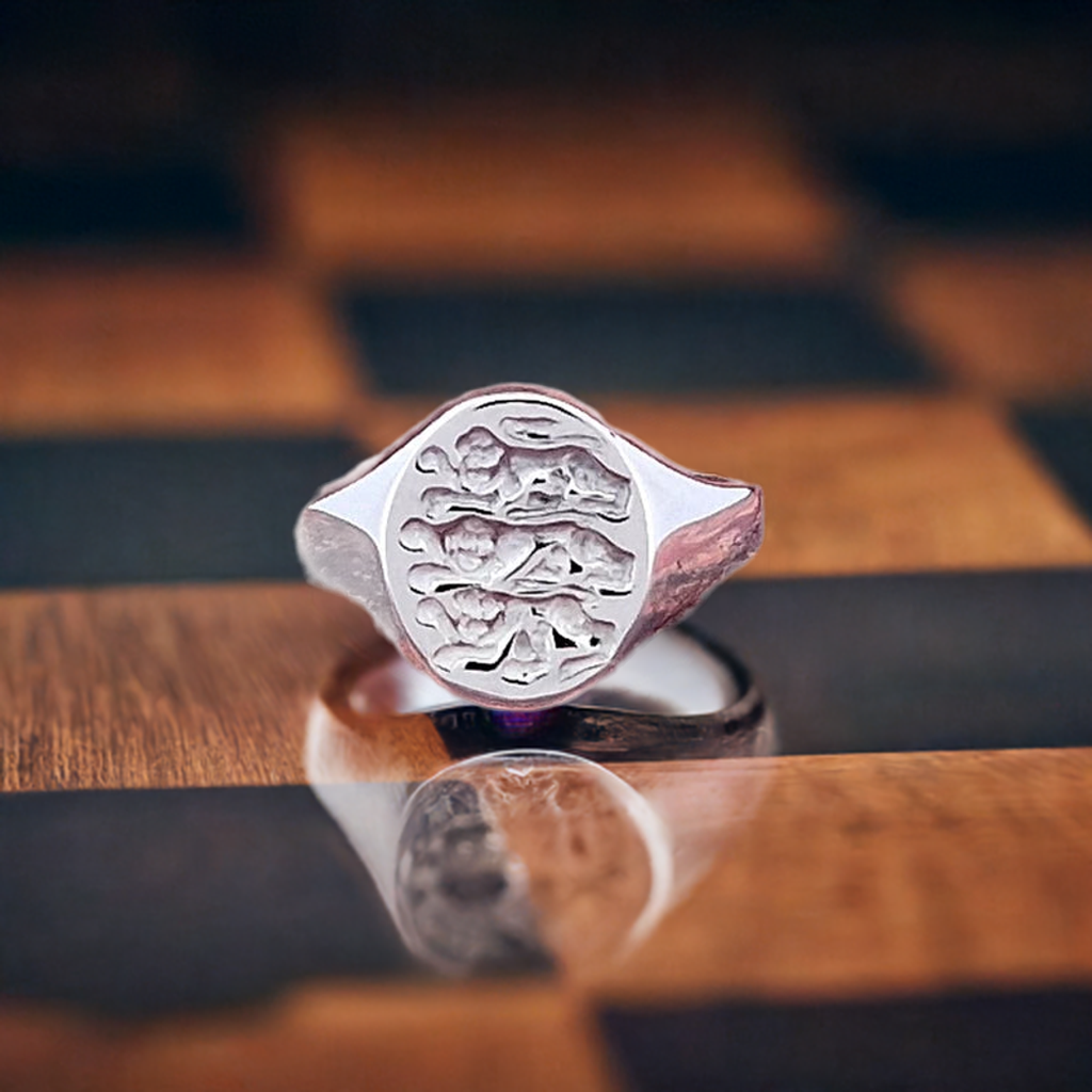 Three Lions England Silver Signet Ring β British Heritage Jewellery | Peaky Blinders Style
